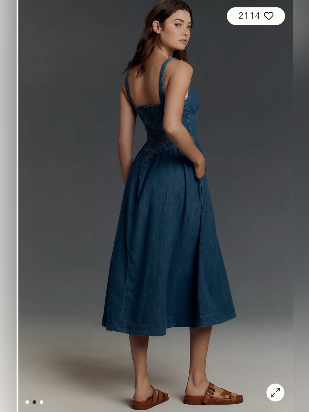 Reformation Blue Sleeveless Midi Dress with Tie Neck - Picture 2 of 4
